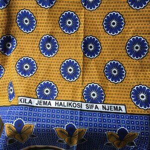 Mapeto Whitex Fabric African  Flowers Floral Print Blue  Kila Jema Halikosi